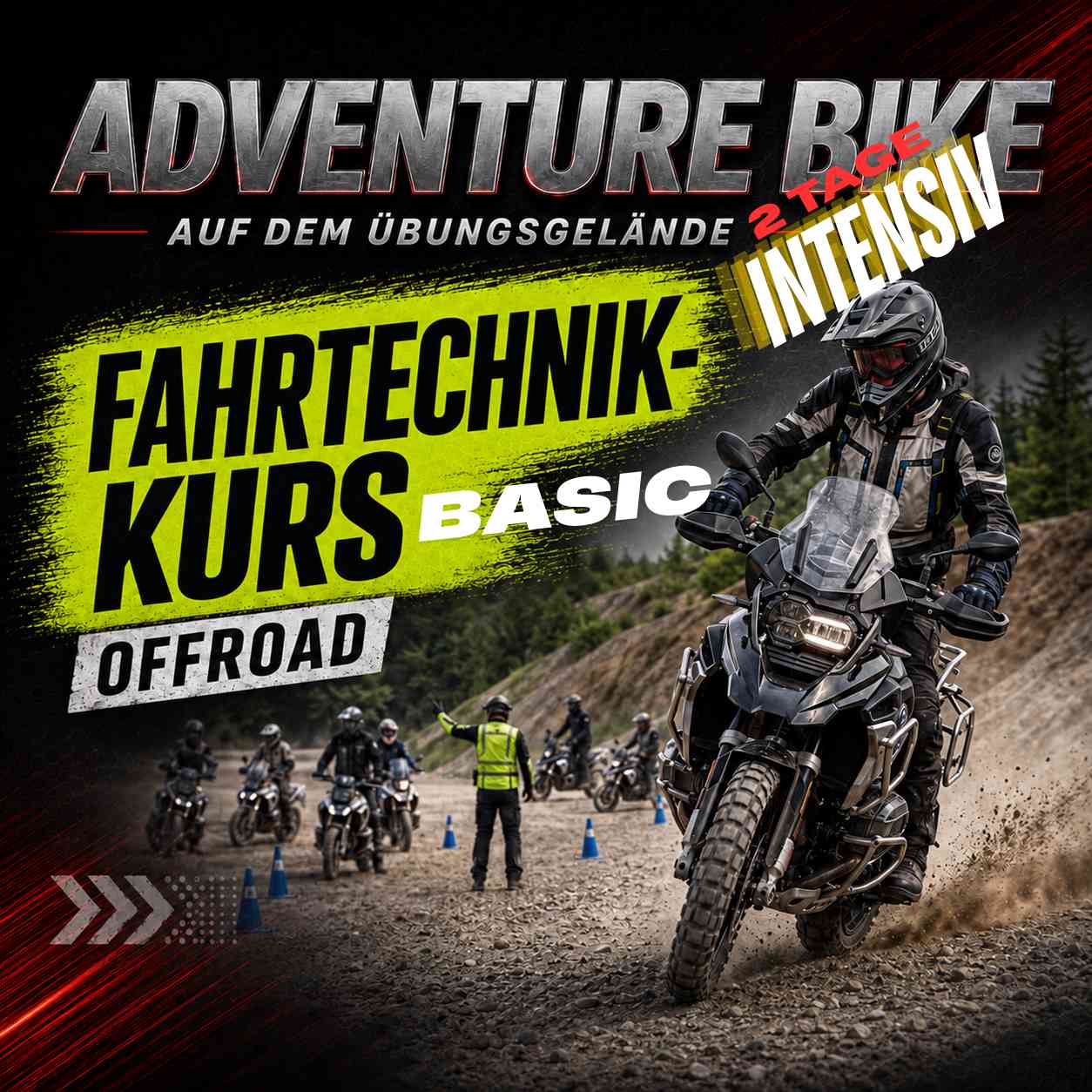 Adventure-Bike auf dem Übungsgelände – Fahrtechnik-Kurs Intensiv, MotoTeam