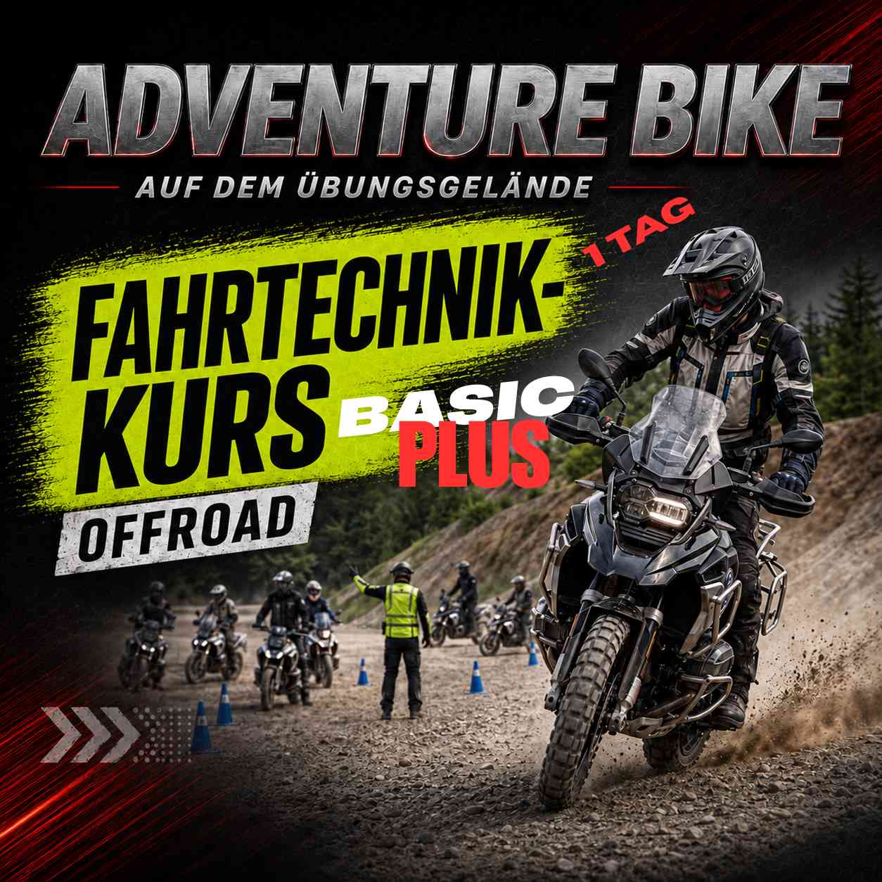 Adventure-Bike auf dem Übungsgelände – Aufbau-Kurs Basic Plus, MotoTeam